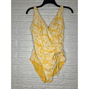 Nip tuck swim one piece swimsuit yellow & white floral women's size 8 summer